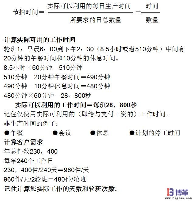 生產節拍時間計算公式例子